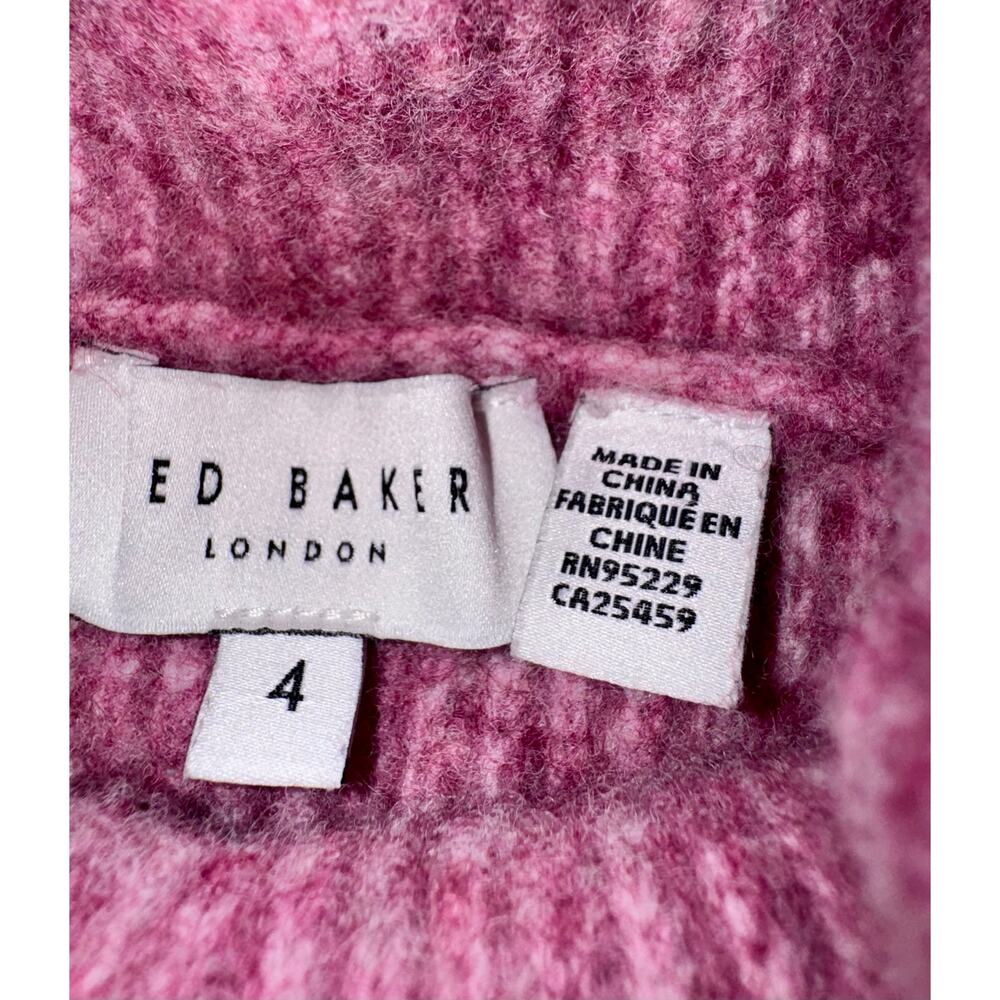 Ted Baker Cchloe Wool Blend Turtleneck Sweater Pink "Shrunk" Size 4 Women Small - Picture 4 of 8